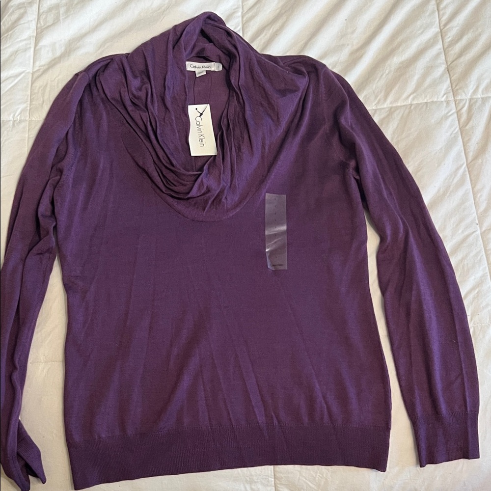 Calvin Klein Deep Purple Cowl Neck Sweater